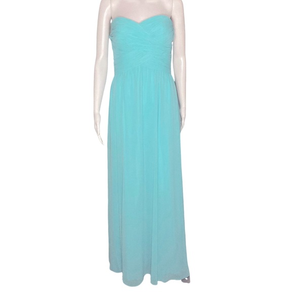 NWT Lauren Ralph Lauren Evening Turquoise Strapless Chiffon A-Line Gown - Sz 8 - Picture 2 of 14